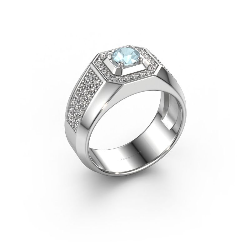 Bague pour homme Pavan 950 platine aigue-marine 5 mm