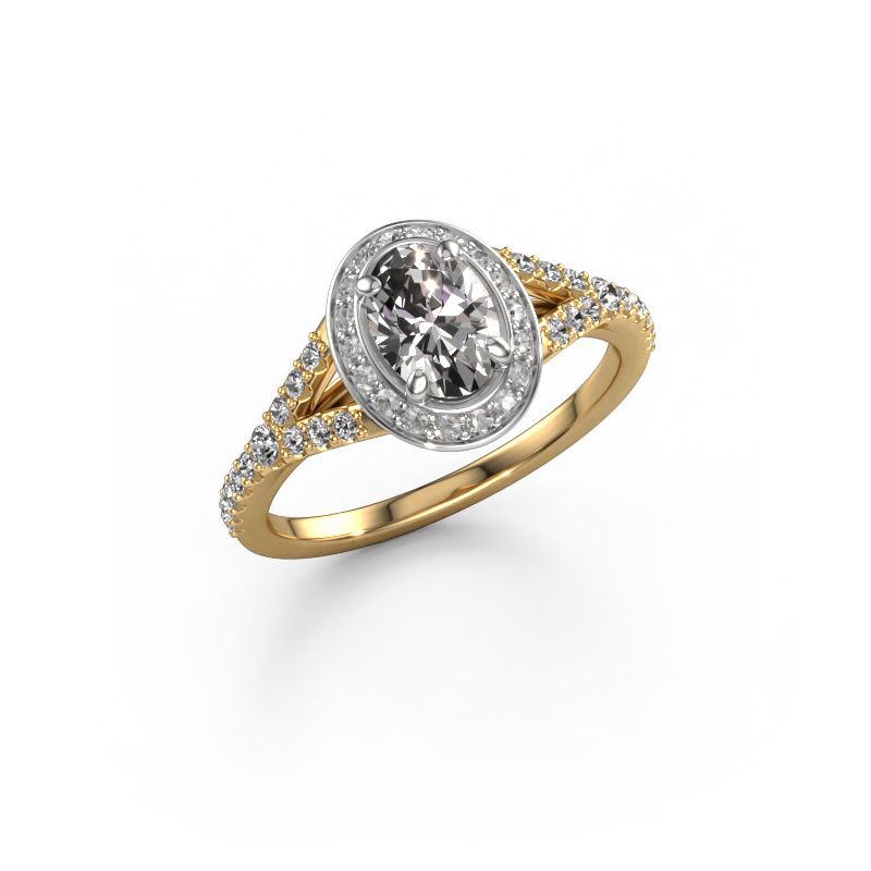 Engagement ring Pamela OVL 585 gold zirconia 7x5 mm