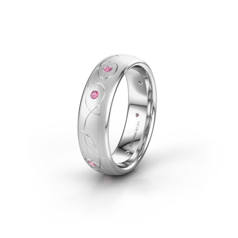 Image of Wedding ring WH2068L36BM<br/>950 platinum ±6x2 mm<br/>Pink sapphire