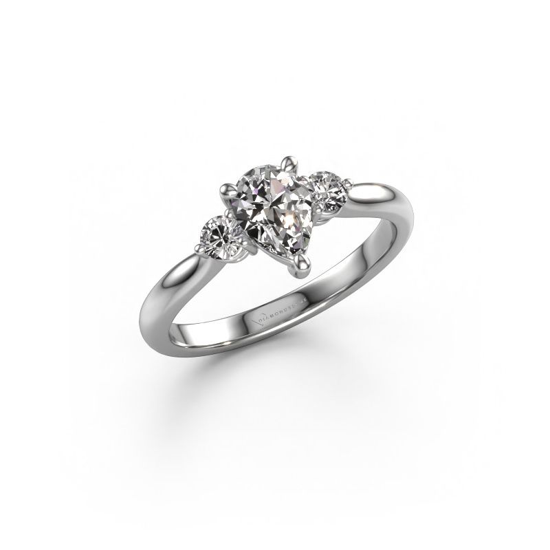 Verlovingsring Lieselot PER 585 witgoud zirkonia 7x5 mm