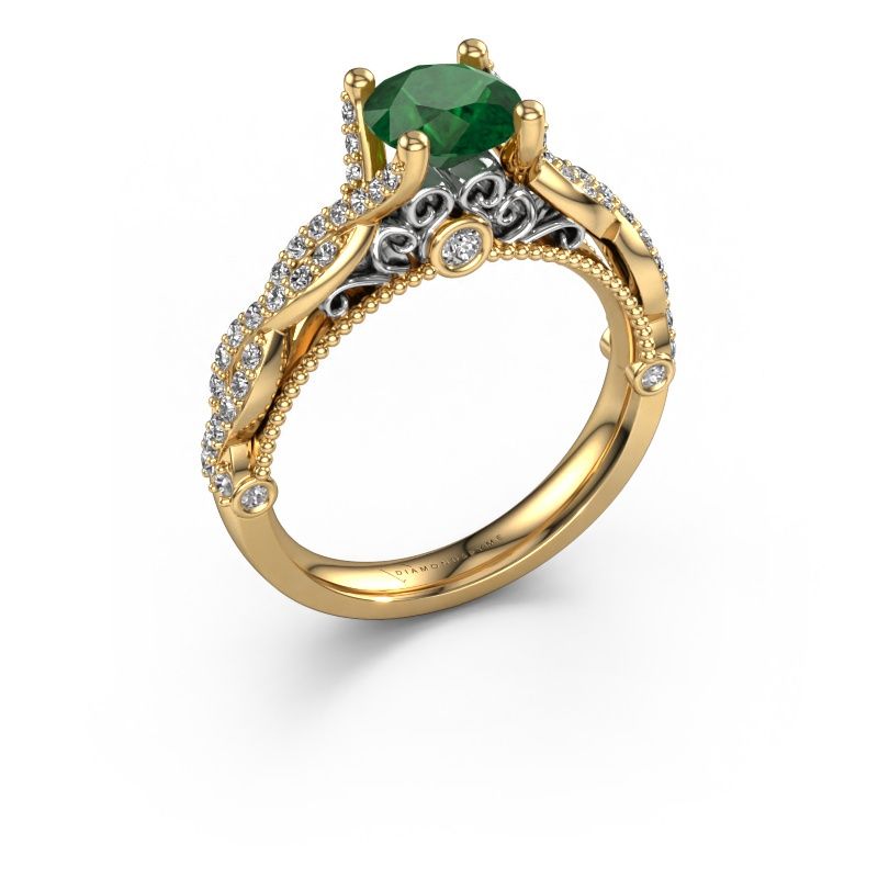 Engagement ring Chantelle 585 gold emerald 6.5 mm