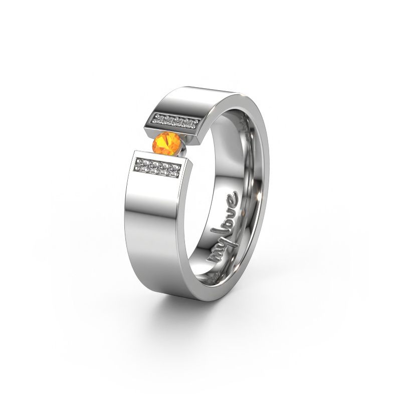 Trouwring WH2096L16C 950 platina ±6x2.2 mm citrien
