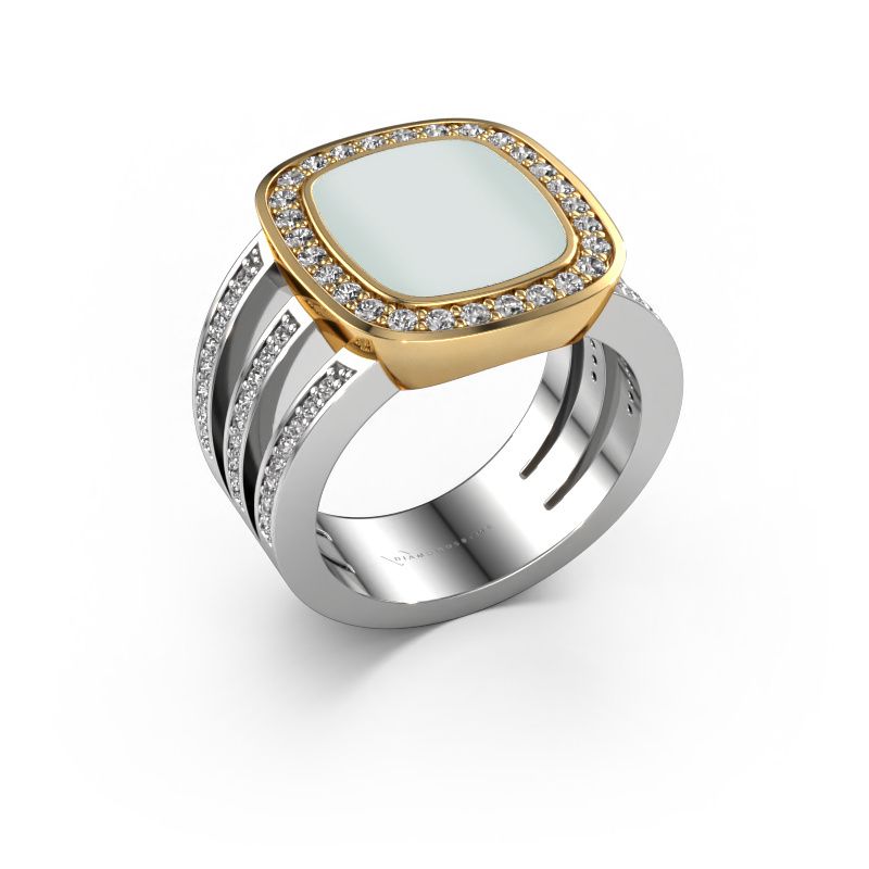 Chevalière Tijn 585 or blanc nicolo verte 13x11 mm