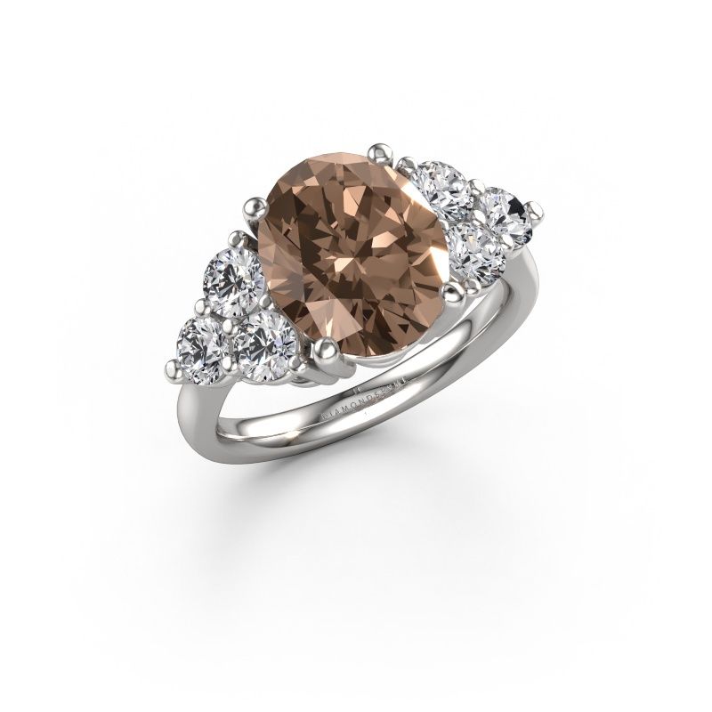 Bague de fiançailles Serenity OVL 950 platine diamant brun 4.93 crt