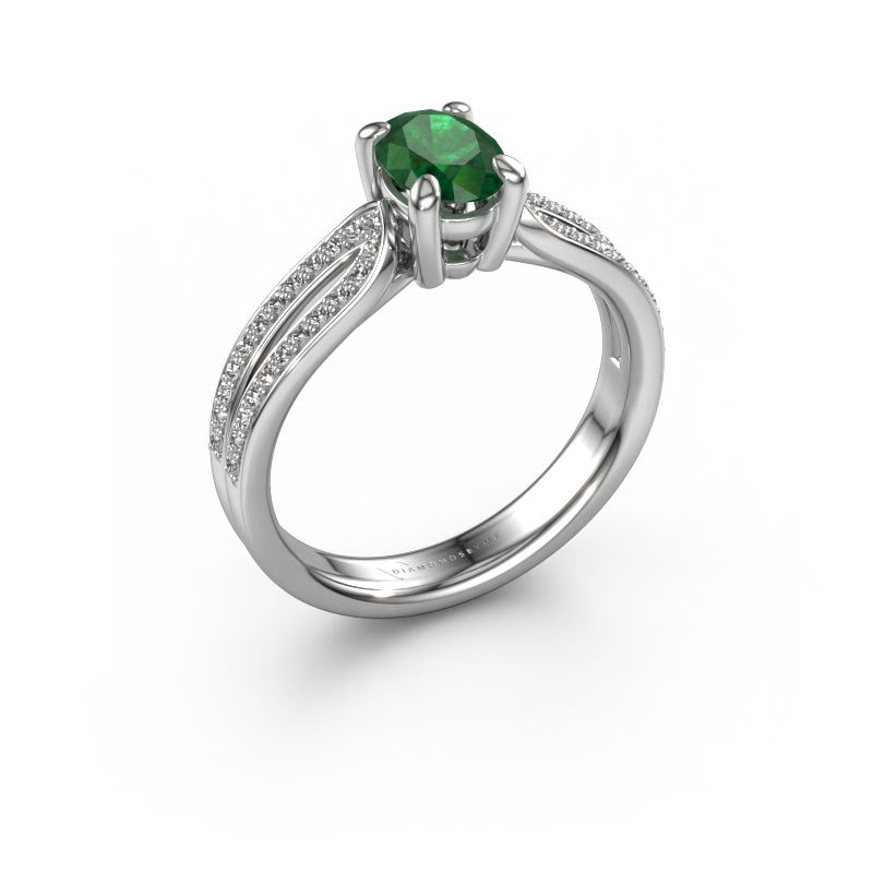 Verlobungsring Antonia ovl 2 950 Platin Smaragd 7x5 mm