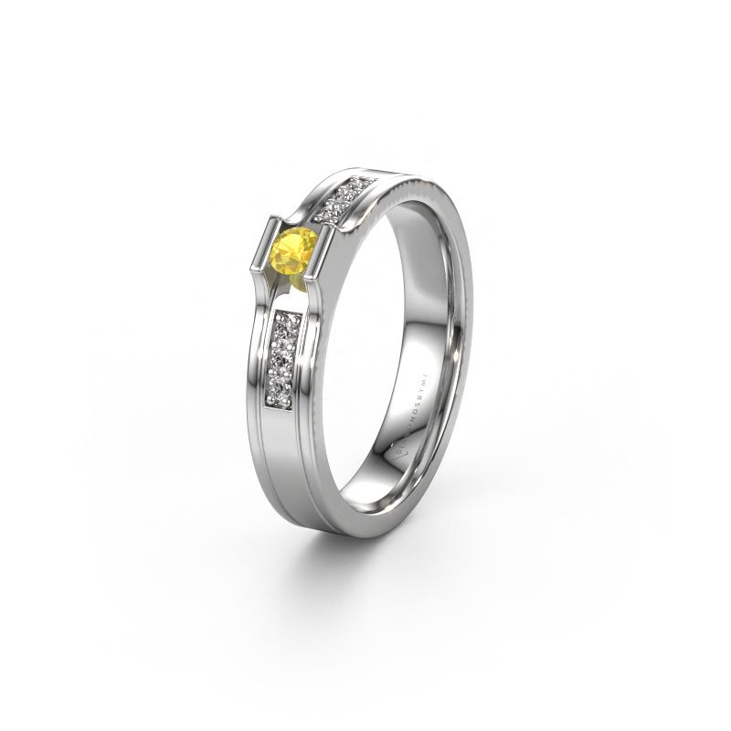 Trouwring WH2110L14A 950 platina gele saffier ±4x1.7 mm