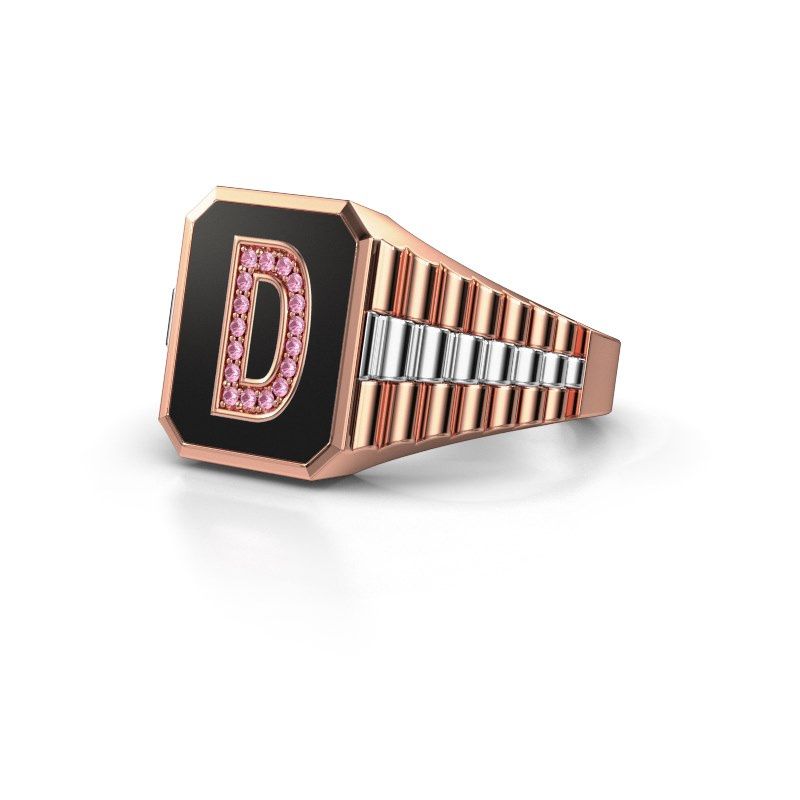 Image of Signet ring Stephan 1 585 rose gold pink sapphire 0.9 mm