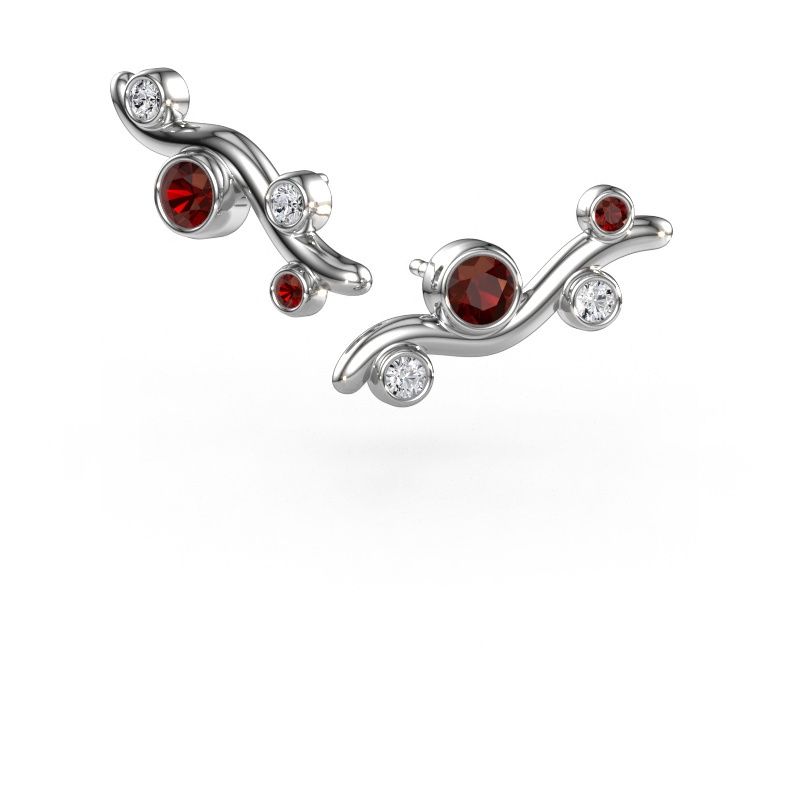 Oorstekers Jin 585 witgoud granaat 4 mm