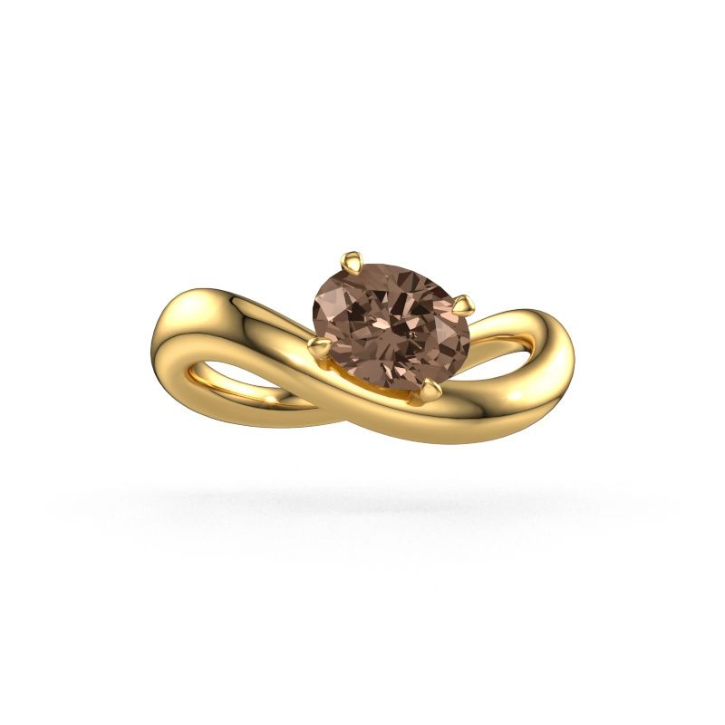 Anillo de compromiso Chloe OVL 585 oro diamante marrón 0.80 crt