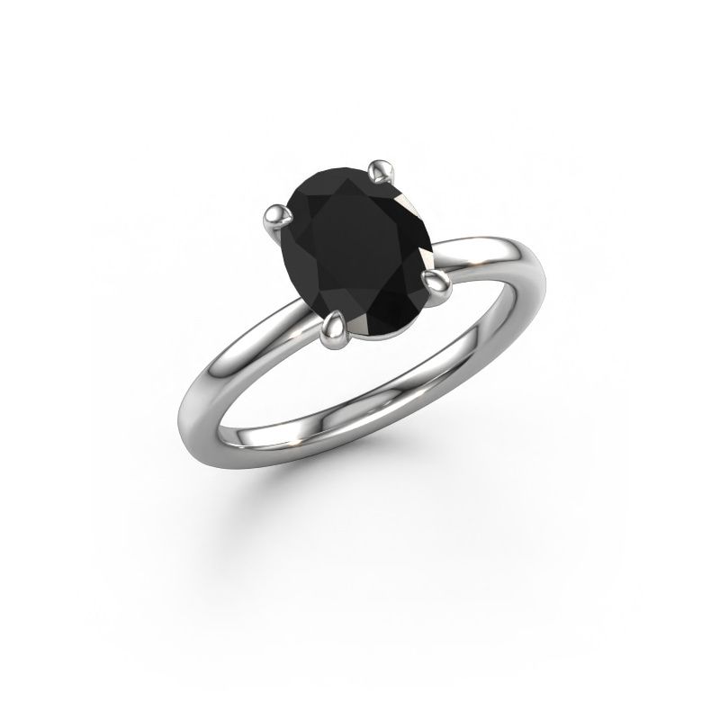 Engagement ring Simone OVL 1 585 white gold black diamond 2.16 crt