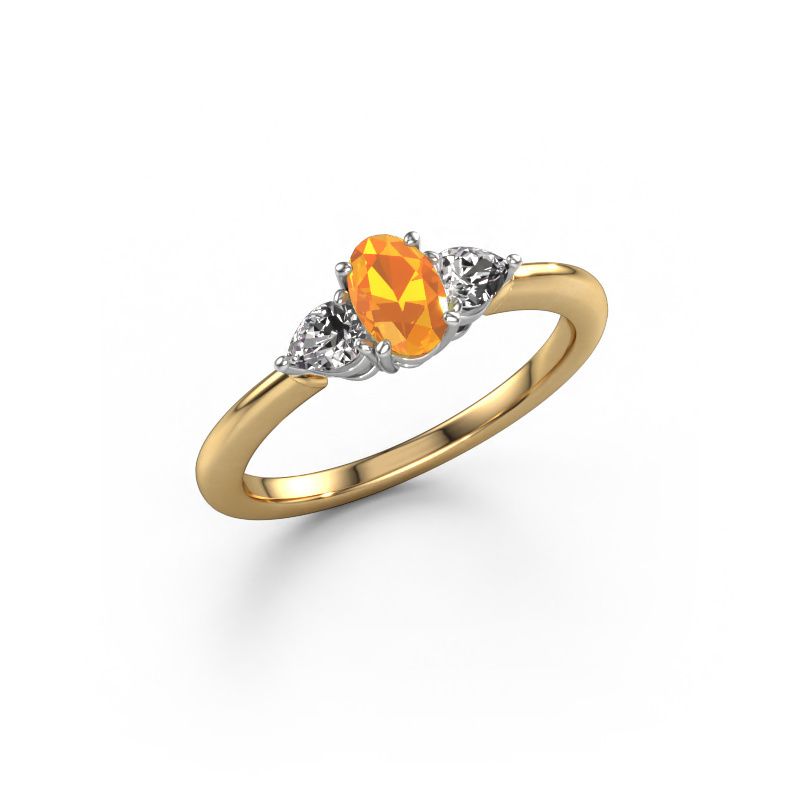 Engagement ring Chanou OVL 585 gold citrin 7x5 mm