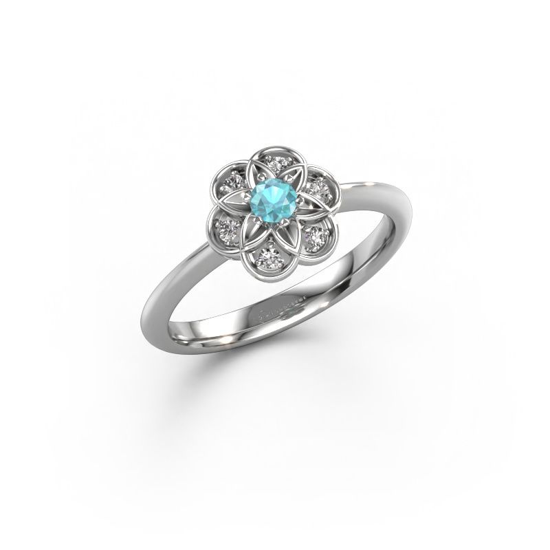 Ring Uma 585 Weißgold Blau Topas 3 mm