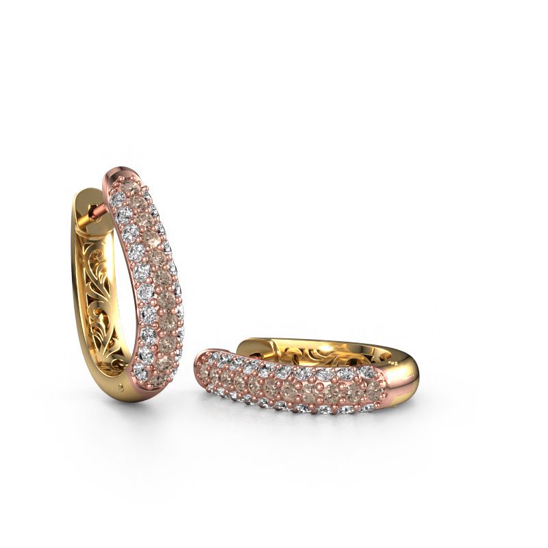 Créoles Danika 10.5 A 585 or rose diamant brun 1.22 crt