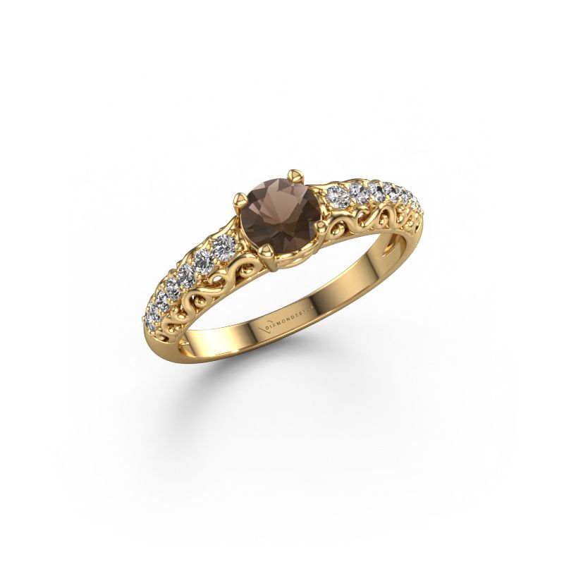 Engagement ring Mellie 585 gold smokey quartz 5 mm