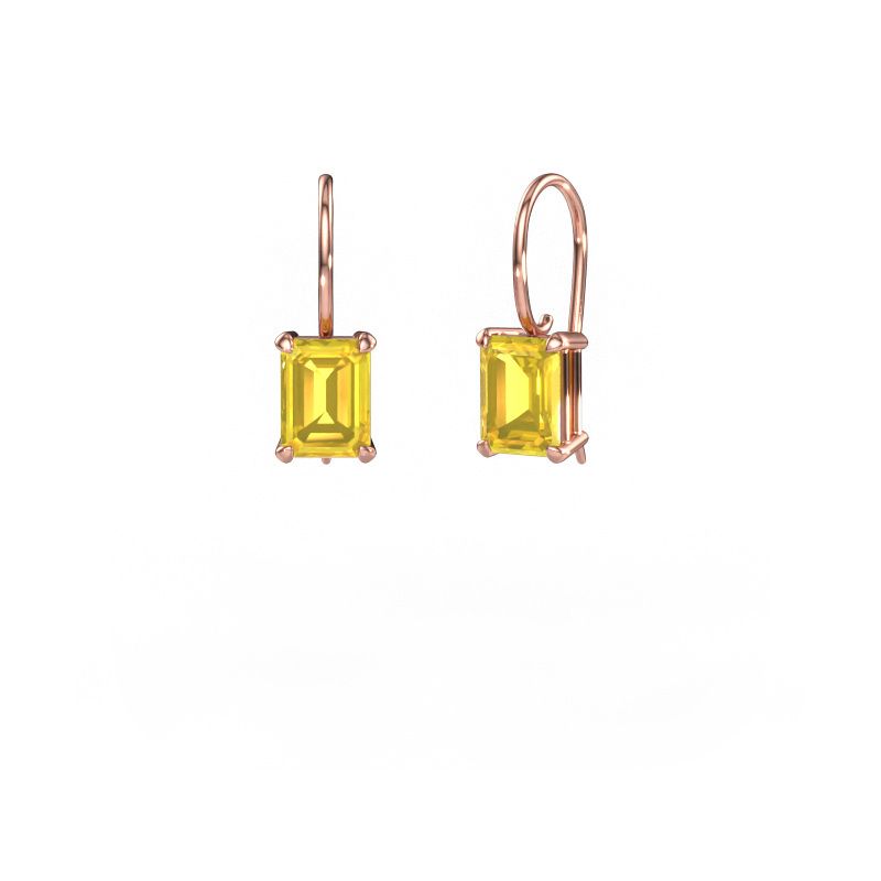 Pendants d'oreilles Cleo EME 585 or rose saphir jaune 8x6 mm