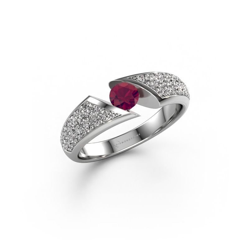 Verlovingsring Hojalien 3 585 witgoud rhodoliet 4.2 mm