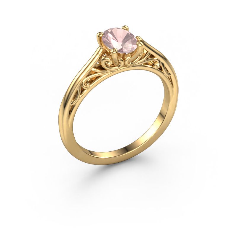 Engagement ring Shannon ovl 585 gold morganite champagne 7x5 mm
