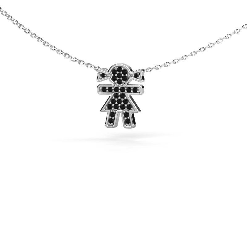 Necklace Girl 585 white gold black diamond 0.162 crt
