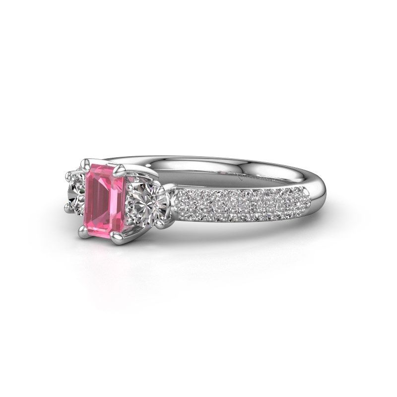 Image of Engagement Ring Marielle Eme<br/>585 white gold<br/>Pink sapphire 6x4 mm