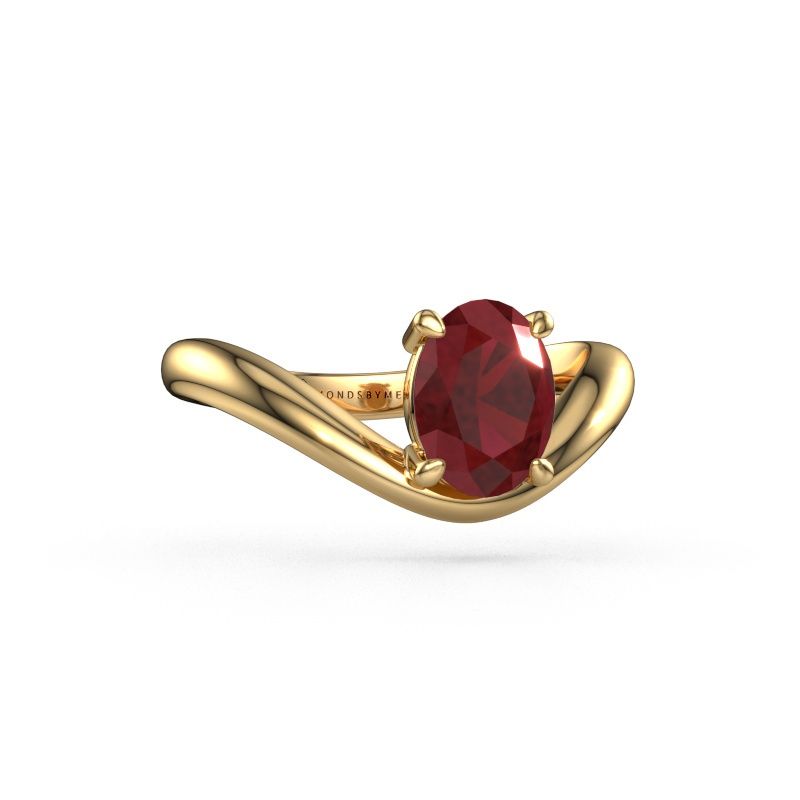 Verlovingsring Femke OVL 585 goud robijn 8x6 mm