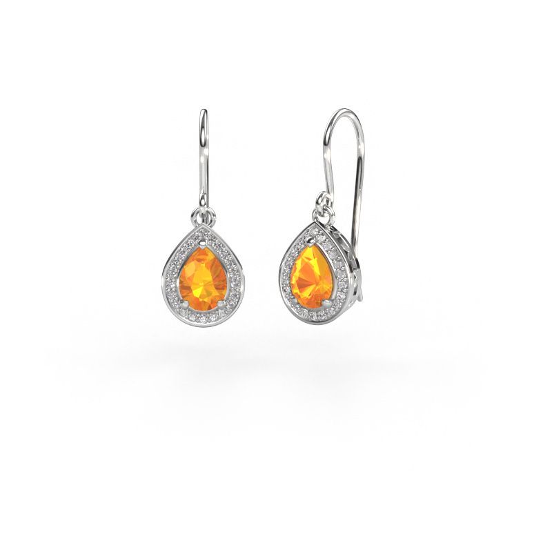 Pendants d'oreilles Beverlee 1 585 or blanc citrine 7x5 mm