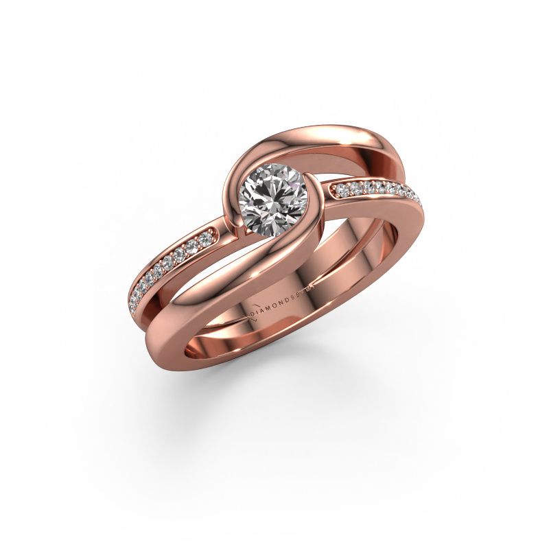 Ring Xenia 2 585 rosé goud zirkonia 5 mm