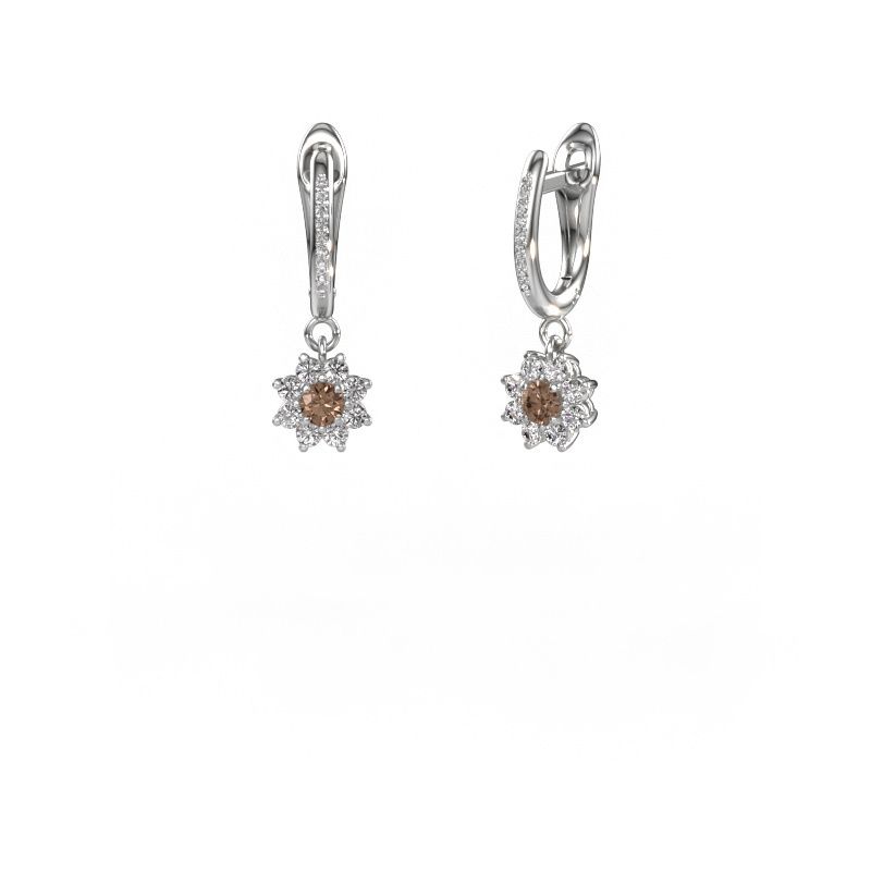 Pendants d'oreilles Camille 2 585 or blanc diamant brun 0.565 crt