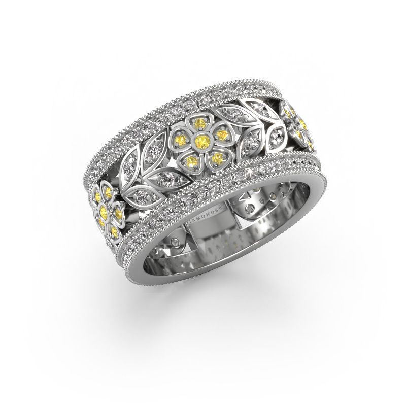 Ring Elanor 585 white gold yellow sapphire 1 mm