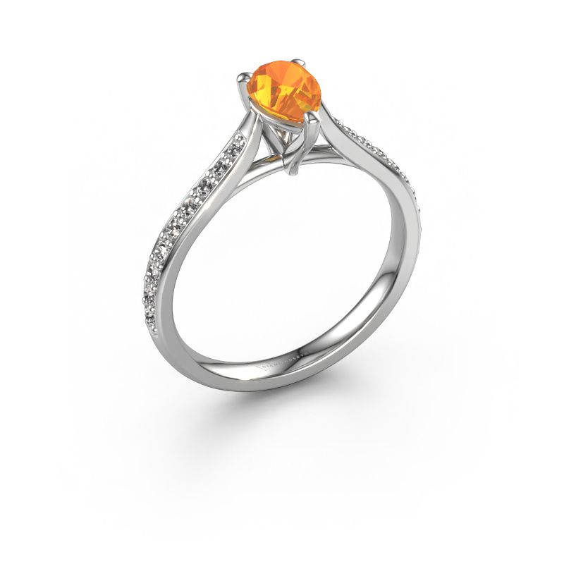 Bague de fiançailles Mignon PER 2 950 platine citrine 6.5x4.5 mm