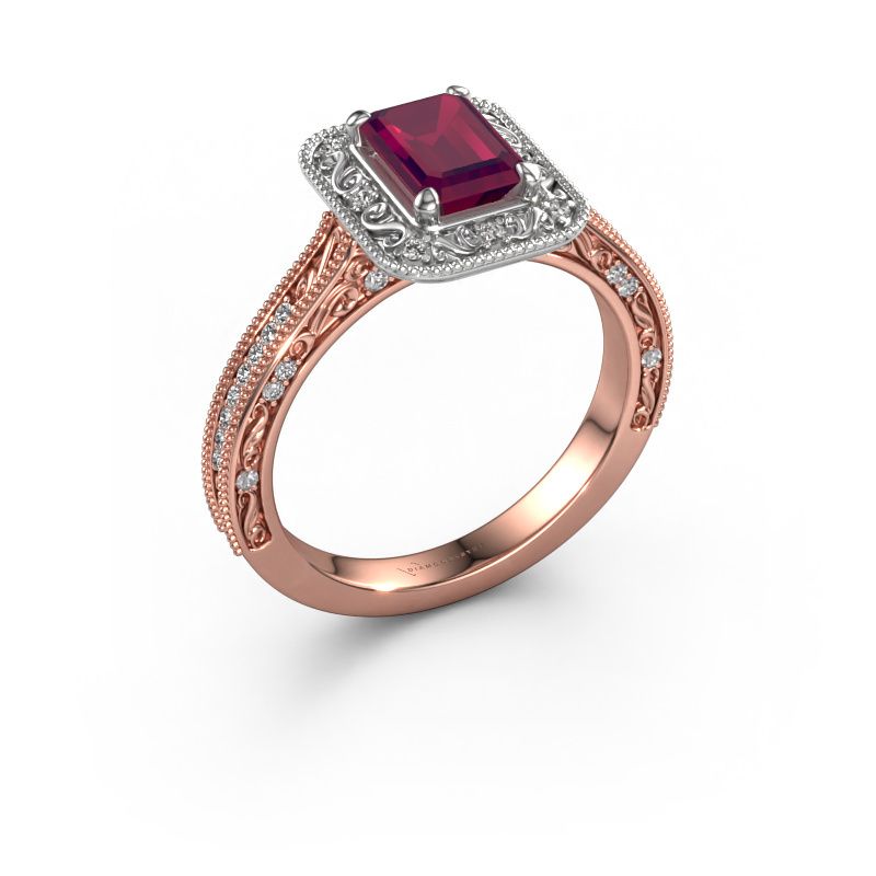 Verlobungsring Alice EME 585 Roségold Rhodolit 7x5 mm