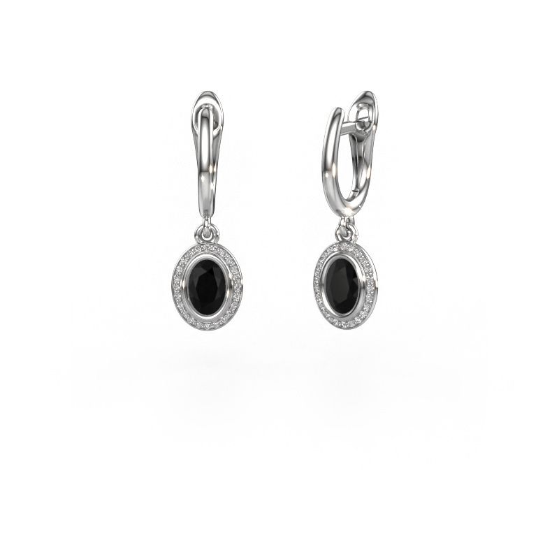 Pendants d'oreilles Noud OVL 585 or blanc diamant noir 0.60 crt