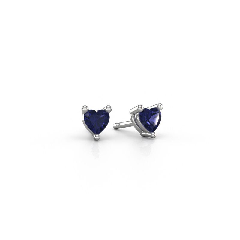 Oorstekers Garnet 585 witgoud saffier 4 mm