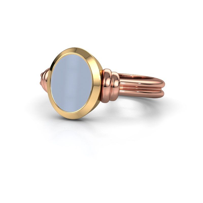 Image of Signet ring brenda 1<br/>585 rose gold<br/>Light blue sardonyx 10x8 mm
