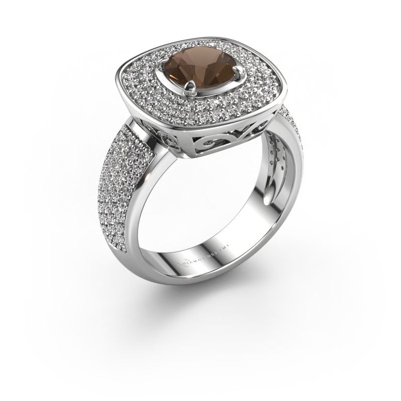 Ring Eliana 585 witgoud rookkwarts 6 mm