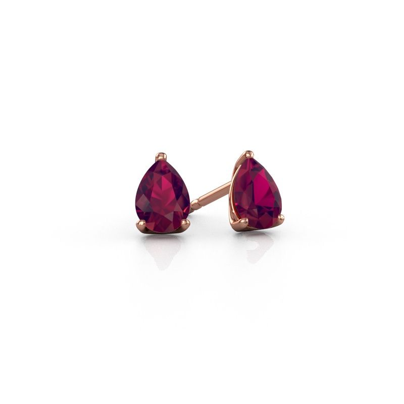 Clous d'oreilles Sam PER 585 or rose rhodolite 7x5 mm