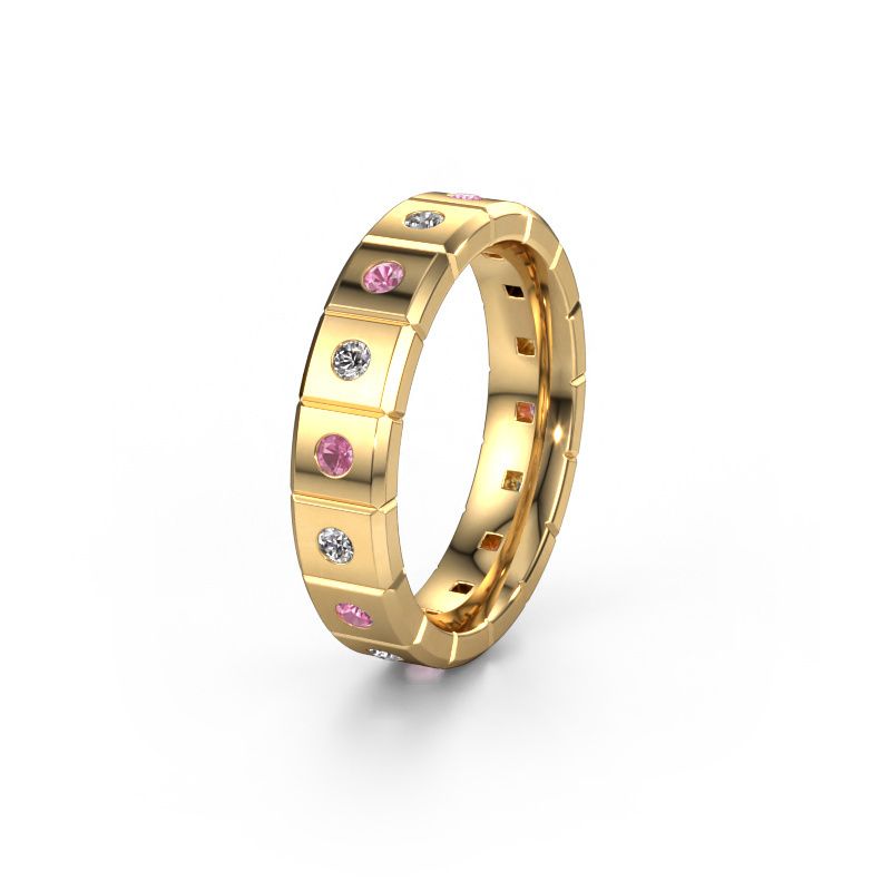 Huwelijksring WH2055L15DP 585 goud roze saffier ±5x2.4 mm