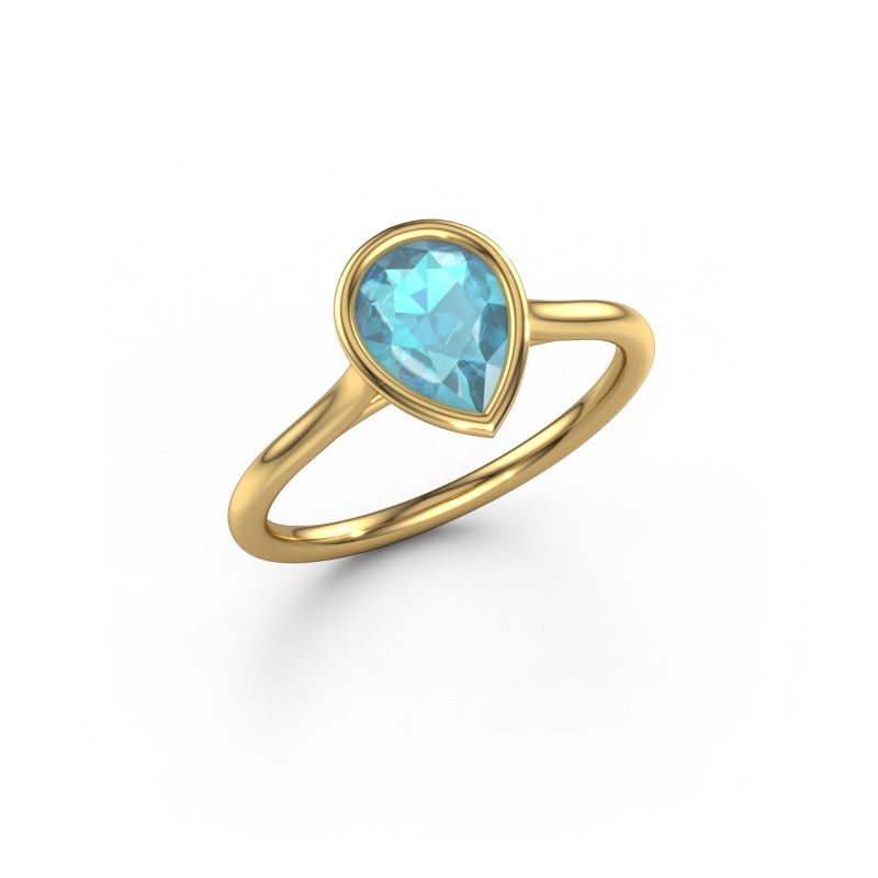 Engagement ring Lavon Per 585 gold blue topaz 8x6 mm