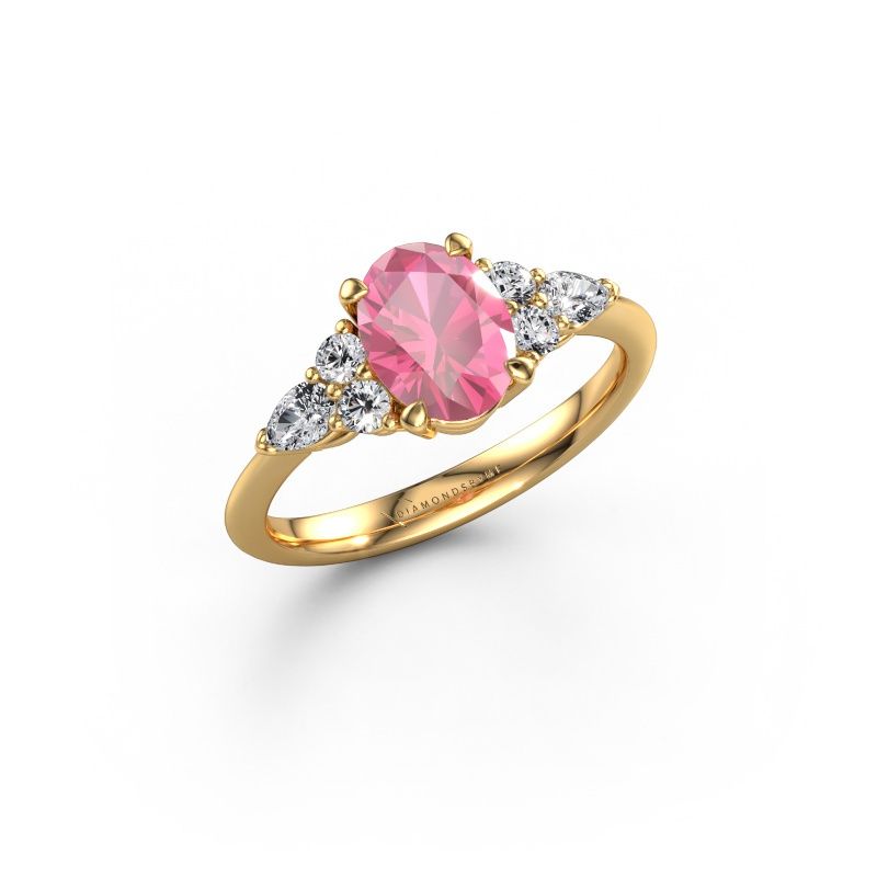 Engagement ring Melani OVL 585 gold pink sapphire 8x6 mm