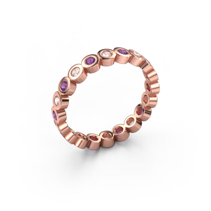 Stackable ring Edwina 1 585 rose gold morganite champagne 2 mm