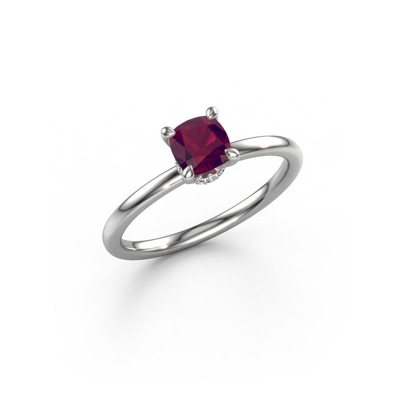 Bague de fiançailles Crystal CUS 3 585 or blanc rhodolite 5 mm