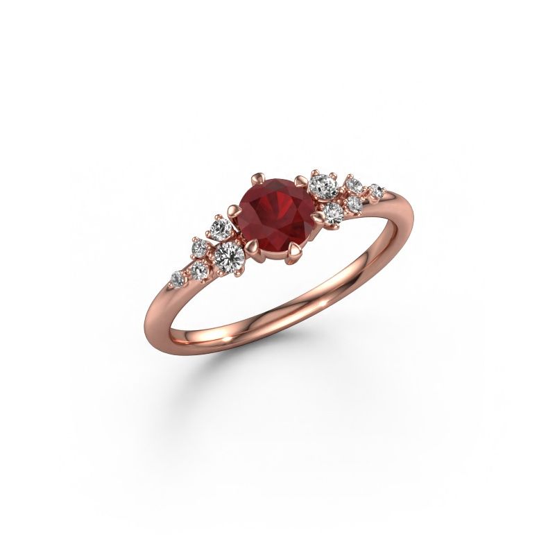 Verlovingsring Royce RND 585 rosé goud robijn 5 mm