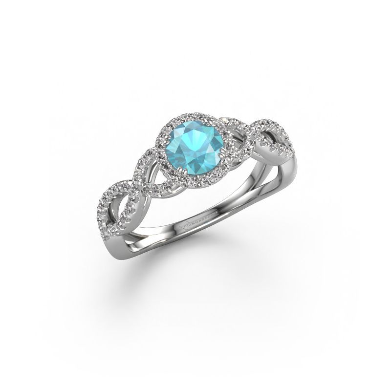 Bague de fiançailles Dionne rnd 585 or blanc topaze bleue 5 mm