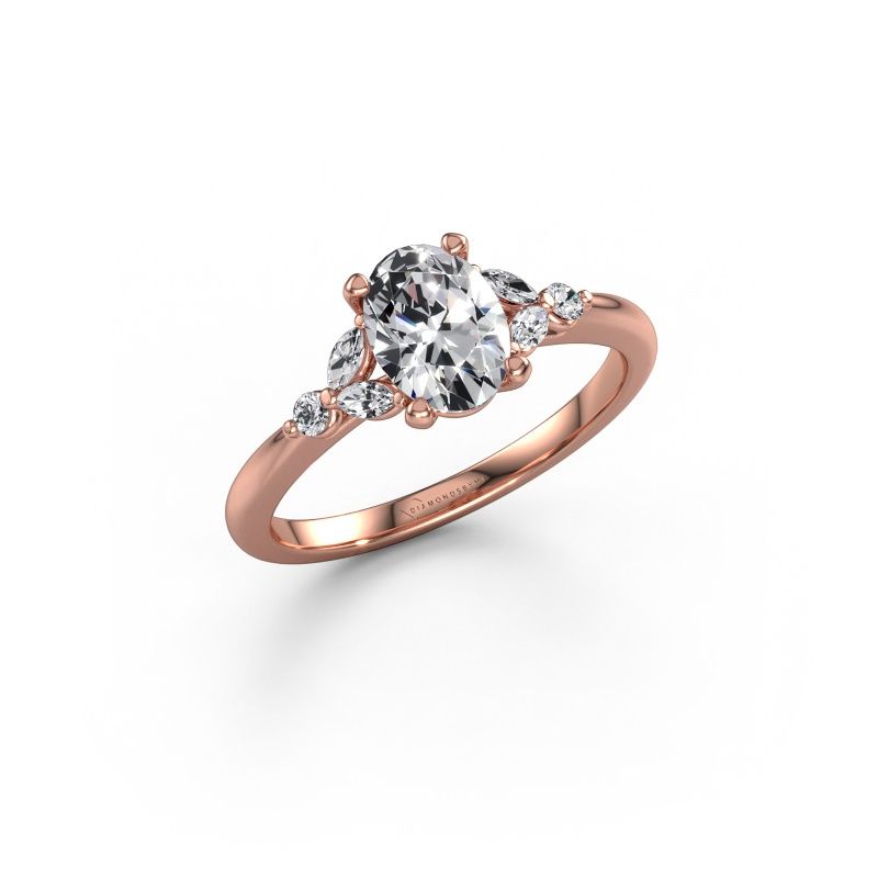 Engagement ring Megan OVL 585 rose gold lab grown diamond 0.95 crt