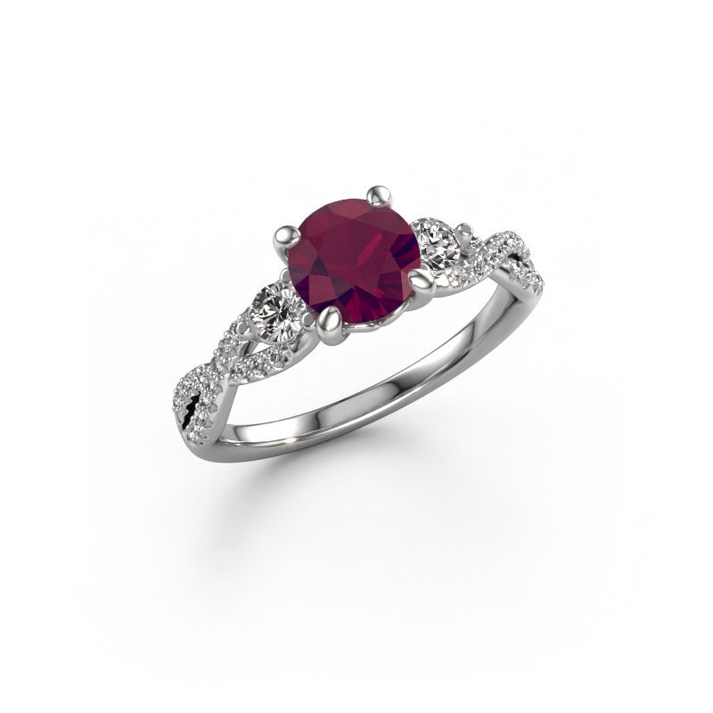 Engagement ring Marilou RND 950 platinum rhodolite 6.5 mm