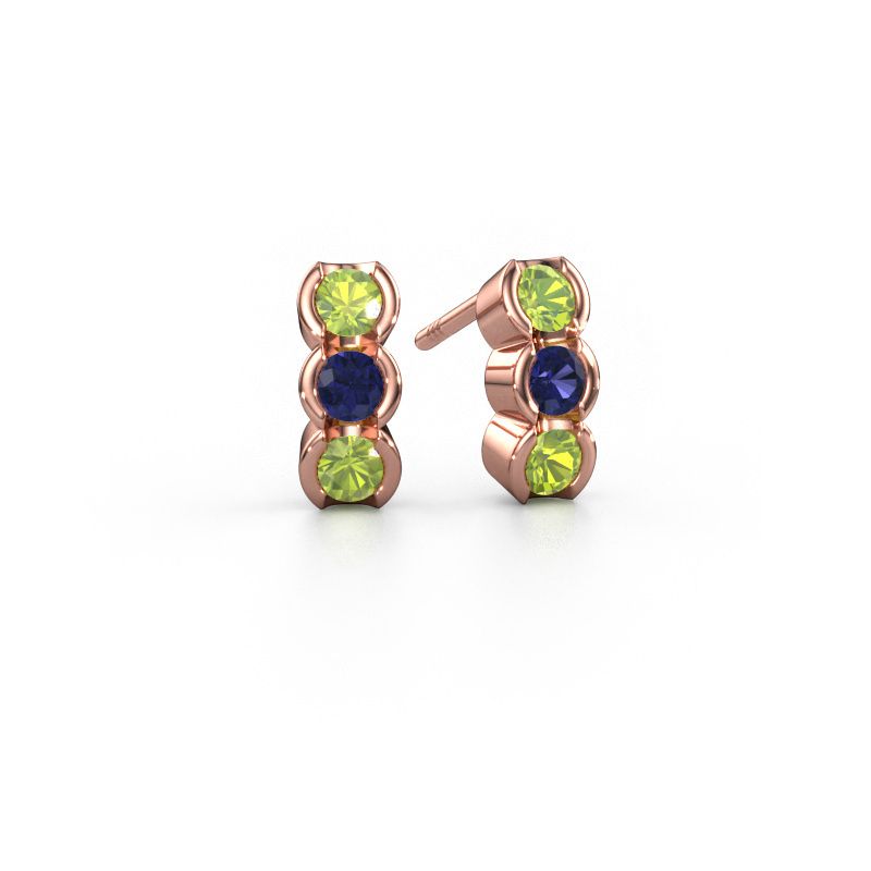 Boucles d'oreilles Lotte 585 or rose péridot 3 mm