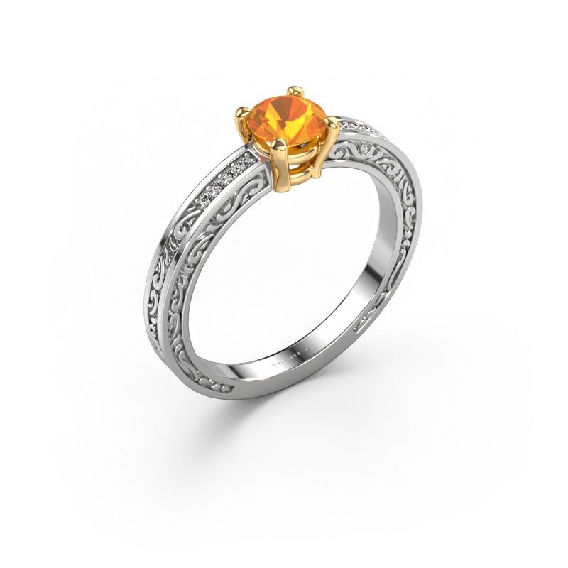 Engagement ring Claudette 2 585 white gold citrin 5 mm