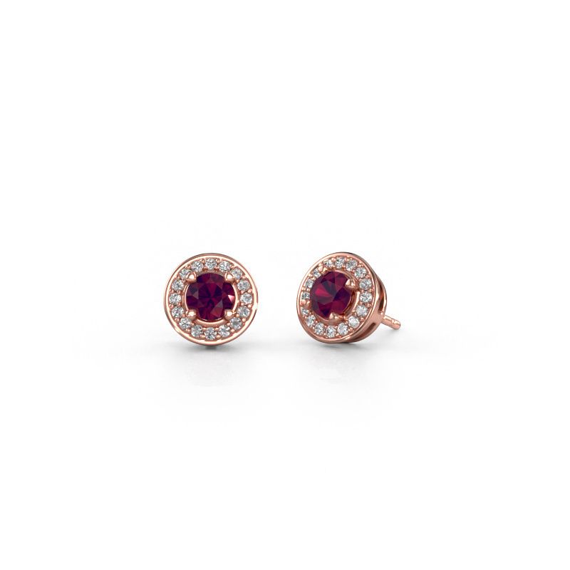 Clous d'oreilles Agaat 585 or rose rhodolite 5 mm