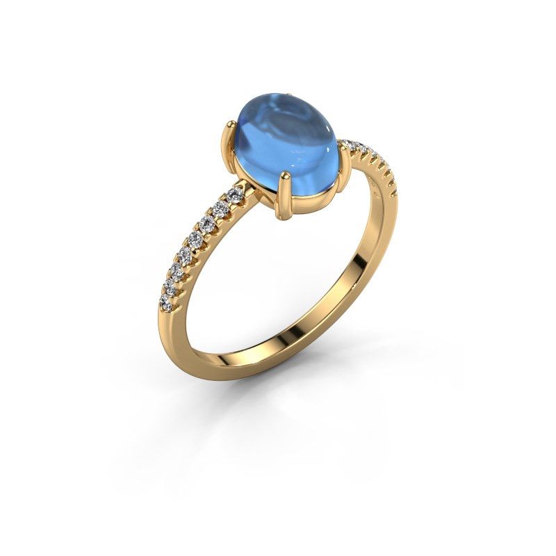 Afbeelding van Ring Becky 585 goud blauw topaas 8x6 mm