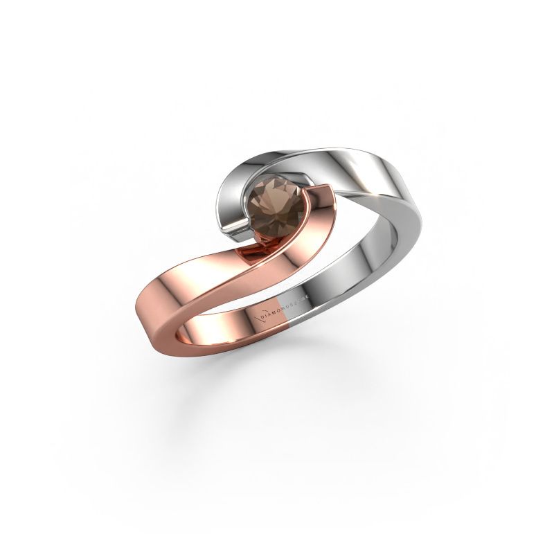 Bague Sheryl 585 or rose quartz fumé 4 mm