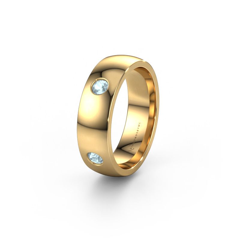 Wedding ring WH0104L26BP 585 gold aquamarine ±6x2 mm
